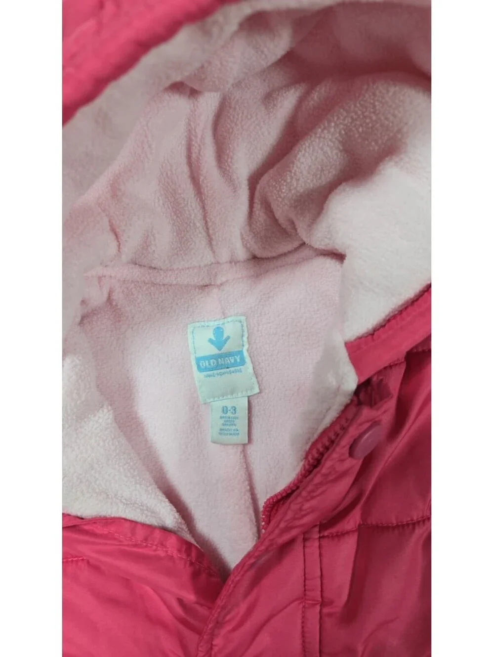 Old Navy Infant Snowsuit – Hot Pink Fleece Lined Size 0‑3 M